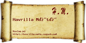 Havrilla Máté névjegykártya